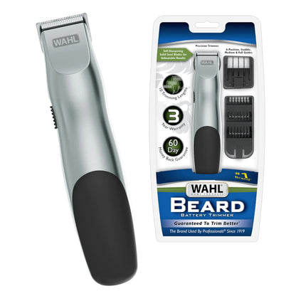 Wahl Groomsman Battery Operated Facial Hair Trimmer for Beard & Mustache Trimming Including Light Detailing and Body Grooming – Model 9906-717V Silver My Store