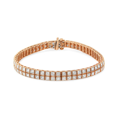 14K Rose Gold 3.0 Cttw Lab Grown Diamond Two Row Milgrain 7" Inch Tennis Bracelet (G-H Color, VS2-SI1 Clarity) WEM Support (www.WEM.support)
