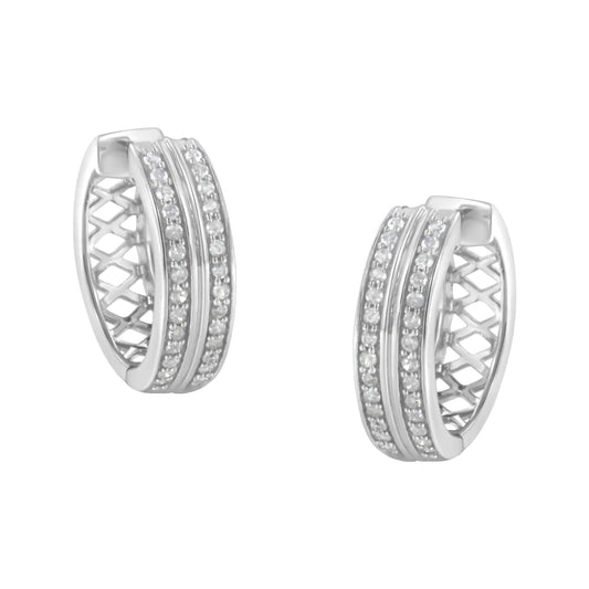 10K White Gold Diamond Hoop Earring (1/2 cttw, I-J Color, I2-I3 Clarity) WEM Support (www.WEM.support)