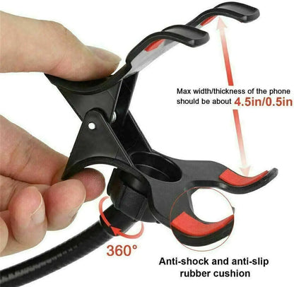 Universal Lazy Mobile Phone Gooseneck Stand Holder Flexible Bed Desk Table Clip WEM Support (www.WEM.support)