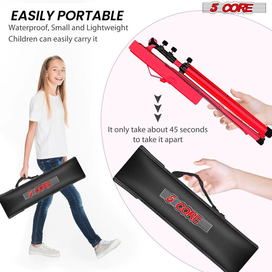 Suporte para Música 5Core para Partituras, Portátil, Tripé Ajustável e Dobrável com Porta-notas VERMELHO WEM Support (www.WEM.support)