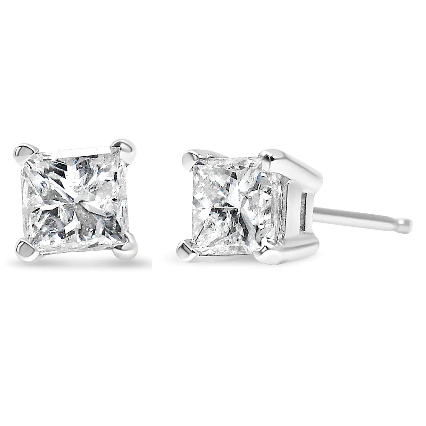 14K Weißgold 3/8 Karat Laborgezüchtete Princess-Cut Diamant Solitär Ohrstecker mit 4-Krappenfassung (VS1-VS2 Reinheit, F-G Farbe) WEM Support (www.WEM.support)
