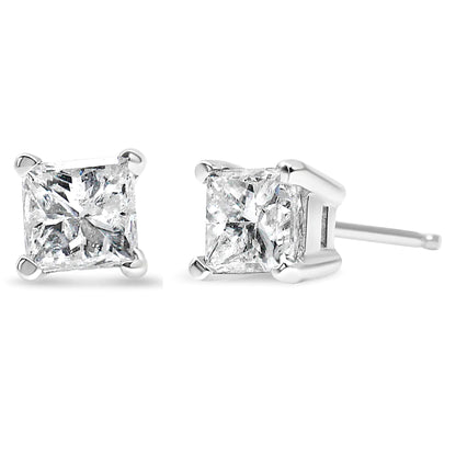 14K Weißgold 3/8 Karat Laborgezüchtete Princess-Cut Diamant Solitär Ohrstecker mit 4-Krappenfassung (VS1-VS2 Reinheit, F-G Farbe) WEM Support (www.WEM.support)