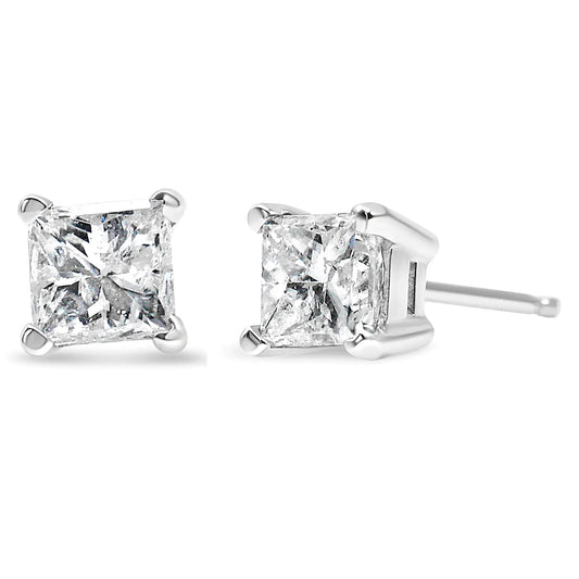 14K Weißgold 3/8 Karat Laborgezüchtete Princess-Cut Diamant Solitär Ohrstecker mit 4-Krappenfassung (VS1-VS2 Reinheit, F-G Farbe) WEM Support (www.WEM.support)