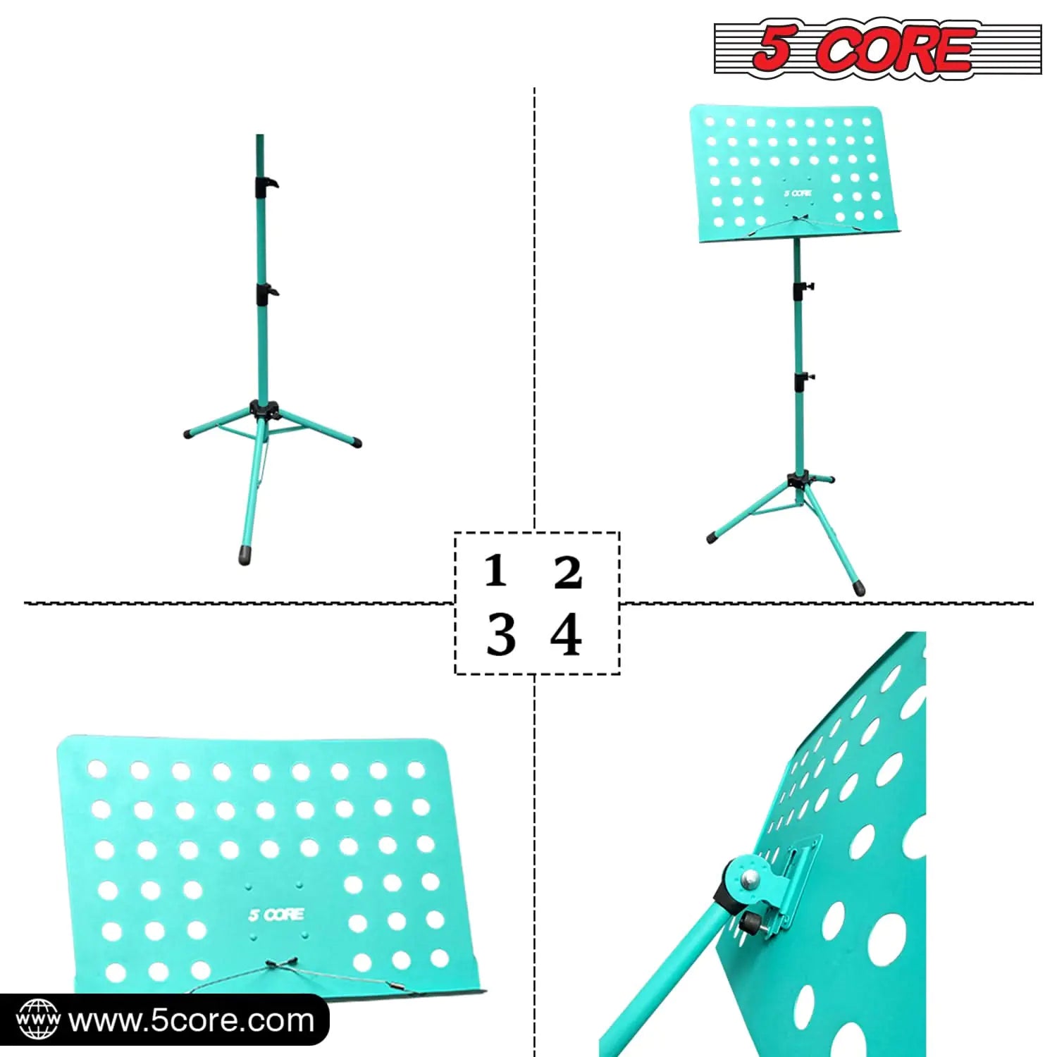 Suporte de Música 5Core para Partituras, Tripé Portátil Ajustável e Dobrável WEM Support (www.WEM.support)
