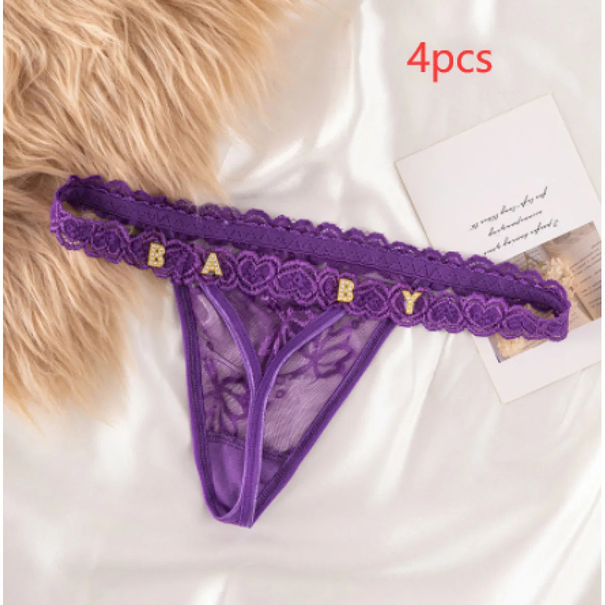 Women's Lace Transparent Rhinestone Letter Shorts WEM Support (www.WEM.support)
