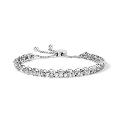 14K White Gold 6.00 Cttw Diamond 4”-10” Adjustable Bolo Tennis Bracelet (I-J Color, I1-I2 Clarity) WEM Support (www.WEM.support)