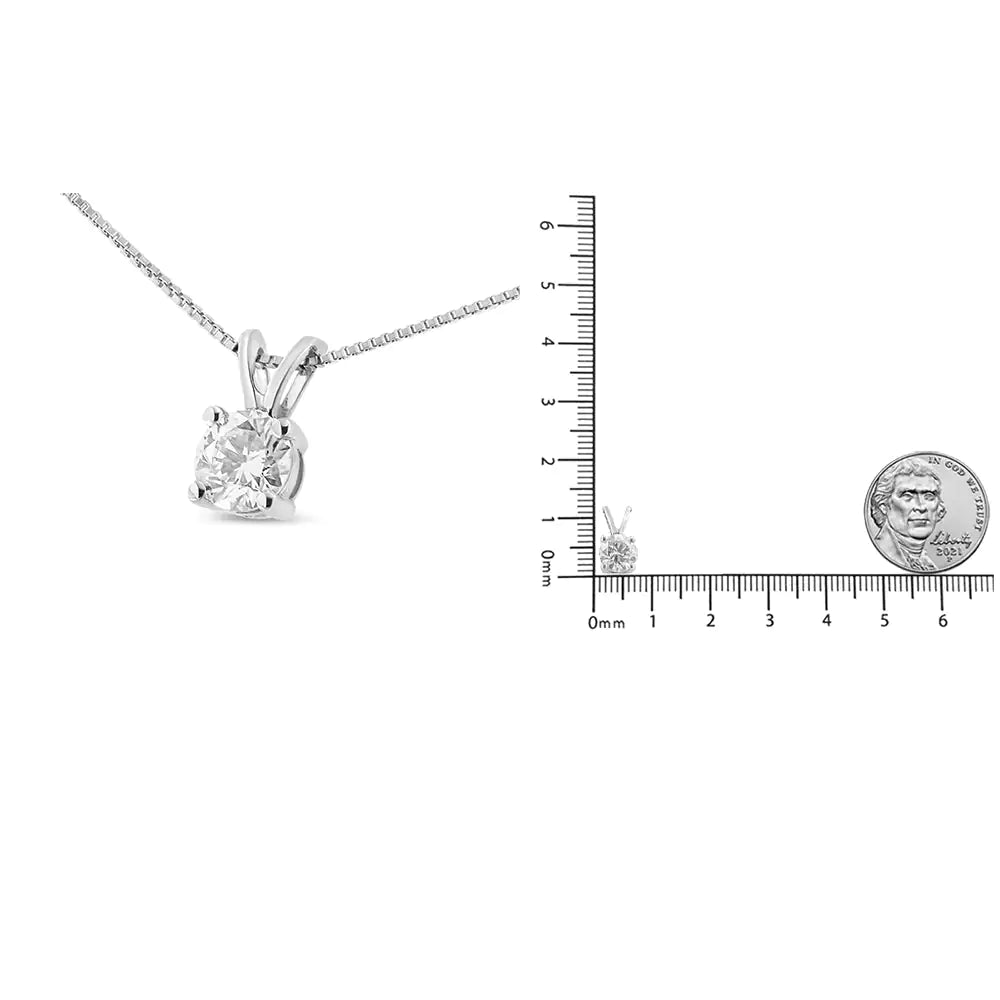 14K Weißgold 1/4 Cttw Rund Brillant Geschliffener Laborgezüchteter Diamant 4-Krappen Solitär Anhänger Halskette WEM Support (www.WEM.support)