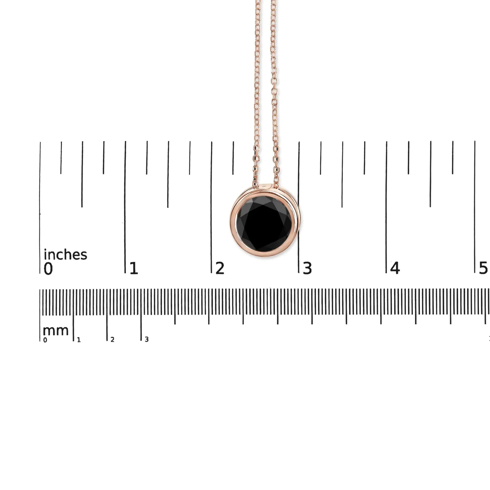 14K Rose Gold 7.0 Cttw Bezel-Set Black Round Diamond Solitaire Pendant Necklace (Black Color, I2-I3 Clarity) - 18" WEM Support (www.WEM.support)