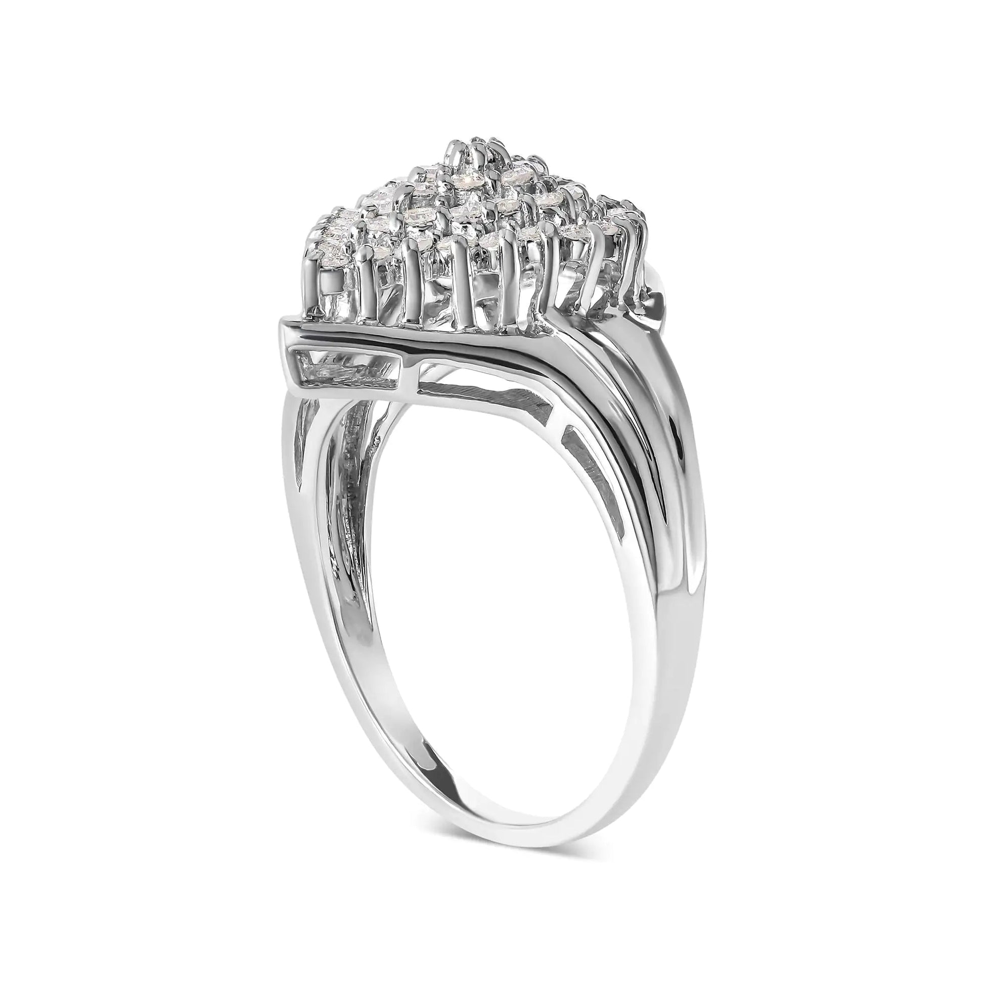 10K White Gold 1/2 Cttw Diamond Pear Shaped Cluster Ring (H-I Color, I1-I2 Clarity) WEM Support (www.WEM.support)