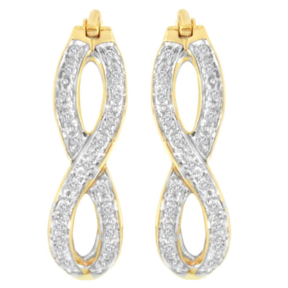 10K Yellow and White Gold 1/4 cttw Diamond Double Infinity Hoop Earrings (I-J Clarity, I1-I2 Color) WEM Support (www.WEM.support)