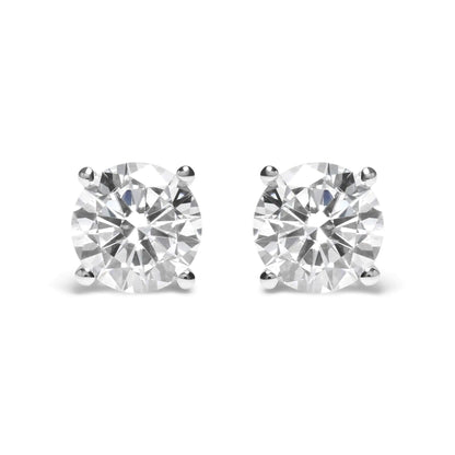 14K White Gold Round Brilliant-Cut Lab Grown Diamond Classic 4-Prong Stud Earrings with Screw Backs (G-H Color. VS1-VS2 Clarity) WEM Support (www.WEM.support)