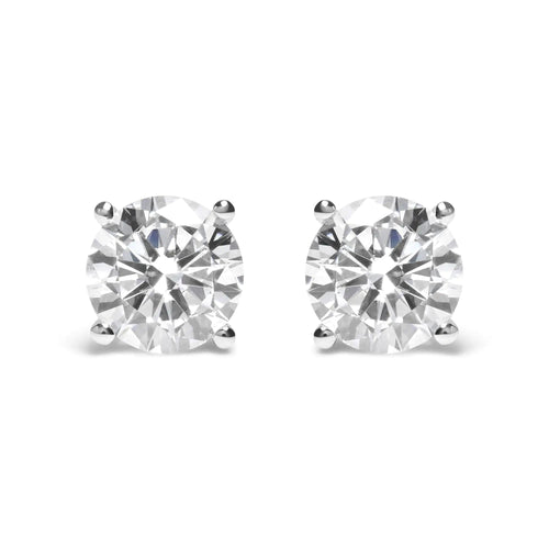 14K White Gold Round Brilliant-Cut Lab Grown Diamond Classic 4-Prong Stud Earrings with Screw Backs (G-H Color. VS1-VS2 Clarity) WEM Support (www.WEM.support)