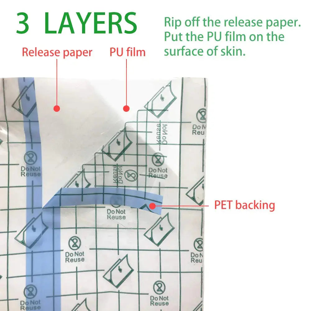 50 Pieces 4 x 6 in Stretch Waterproof Adhesive Bandages Transparent Film for Tattoo Aftercare and Skin Repair Adhesive Tattoo Supply Wrap 4 x 6 Inch(Pack of 50) My Store