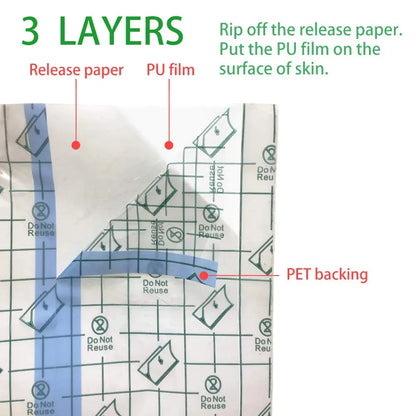 50 Pieces 4 x 6 in Stretch Waterproof Adhesive Bandages Transparent Film for Tattoo Aftercare and Skin Repair Adhesive Tattoo Supply Wrap 4 x 6 Inch(Pack of 50) My Store