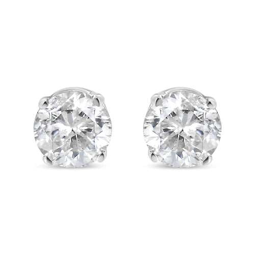 .925 Sterling Silver 3/4 Cttw Round Brilliant-Cut Near Colorless Diamond Classic 4-Prong Stud Earrings (I-J Color, I1-I2 Clarity) WEM Support (www.WEM.support)