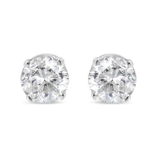 .925 Sterling Silver 3/4 Cttw Round Brilliant-Cut Near Colorless Diamond Classic 4-Prong Stud Earrings (I-J Color, I1-I2 Clarity) WEM Support (www.WEM.support)