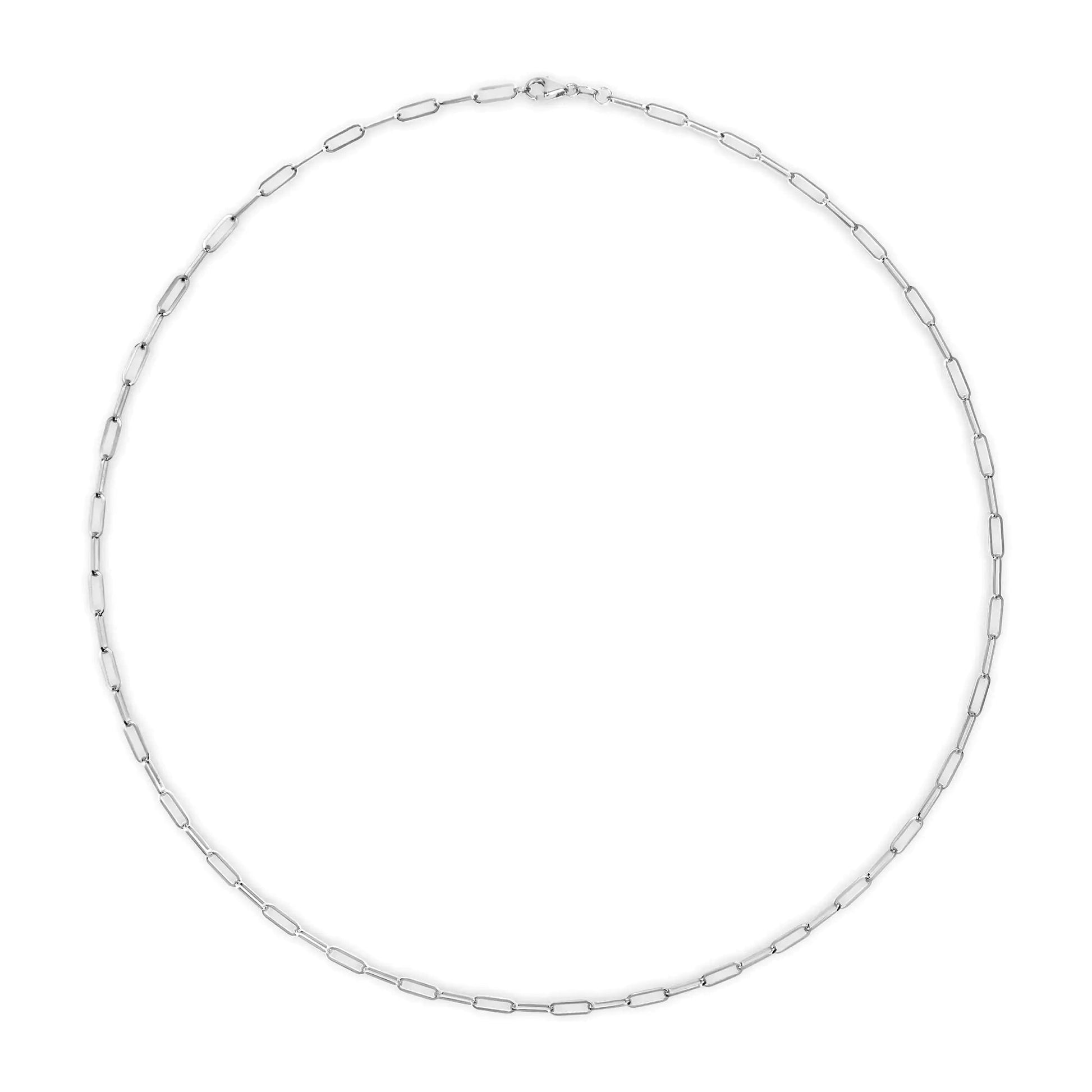 Unisex Solid 14K Gold 2.5mm Paperclip Chain Necklace WEM Support (www.WEM.support)