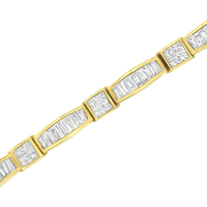 14K Yellow Gold Multi--Cut Diamond Box Square Link Bracelet(7.33 cttw,H-I Color,SI1-SI2 Clarity) WEM Support (www.WEM.support)