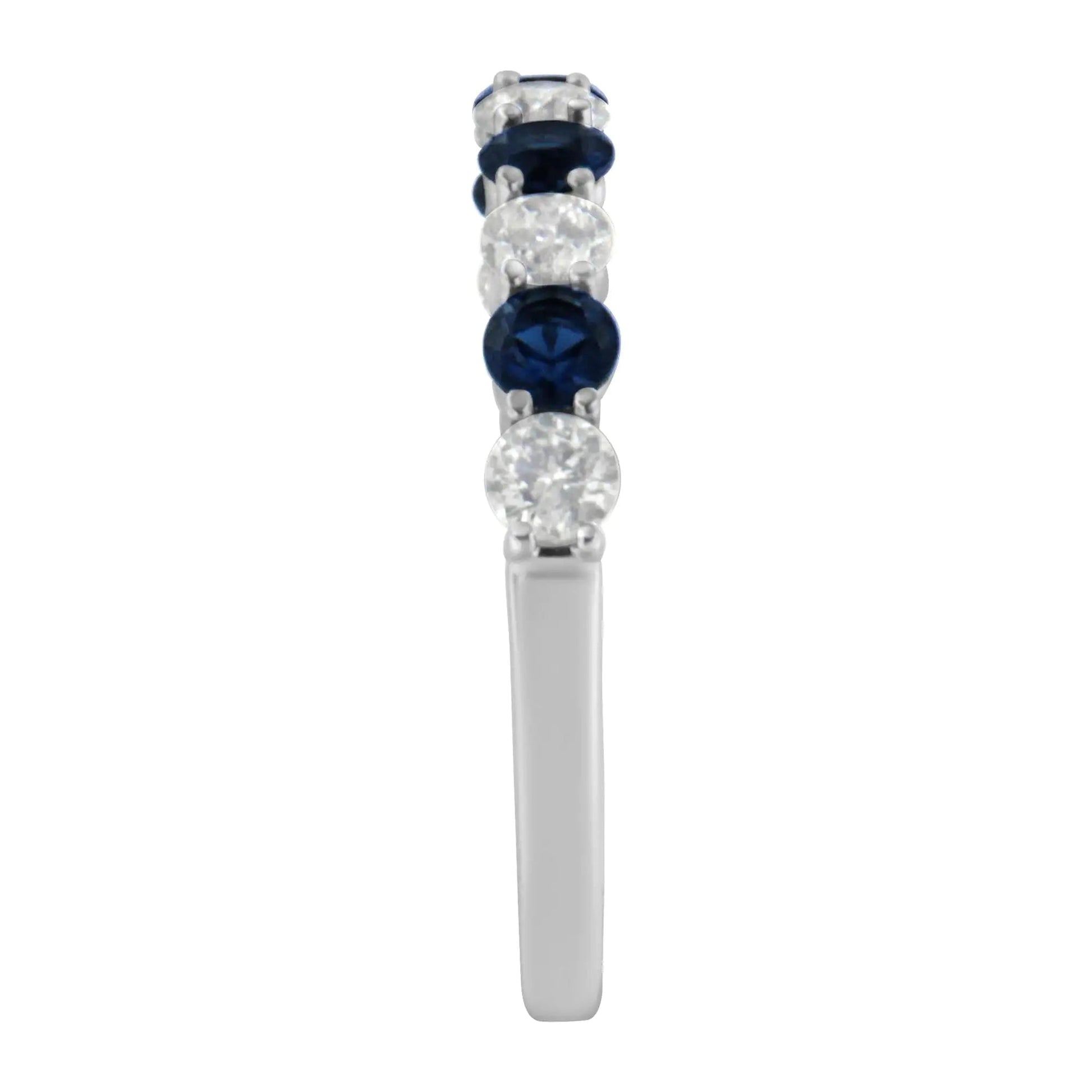 10KT White Gold 1/2 cttw Diamond and 3MM Created Gemstone Band Ring (H-I, I1-I2) WEM Support (www.WEM.support)