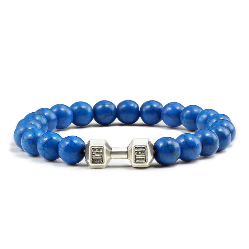 Turquoise Energy Gun Black Electroplated Alloy Barbell Bracelet WEM Support (www.WEM.support)