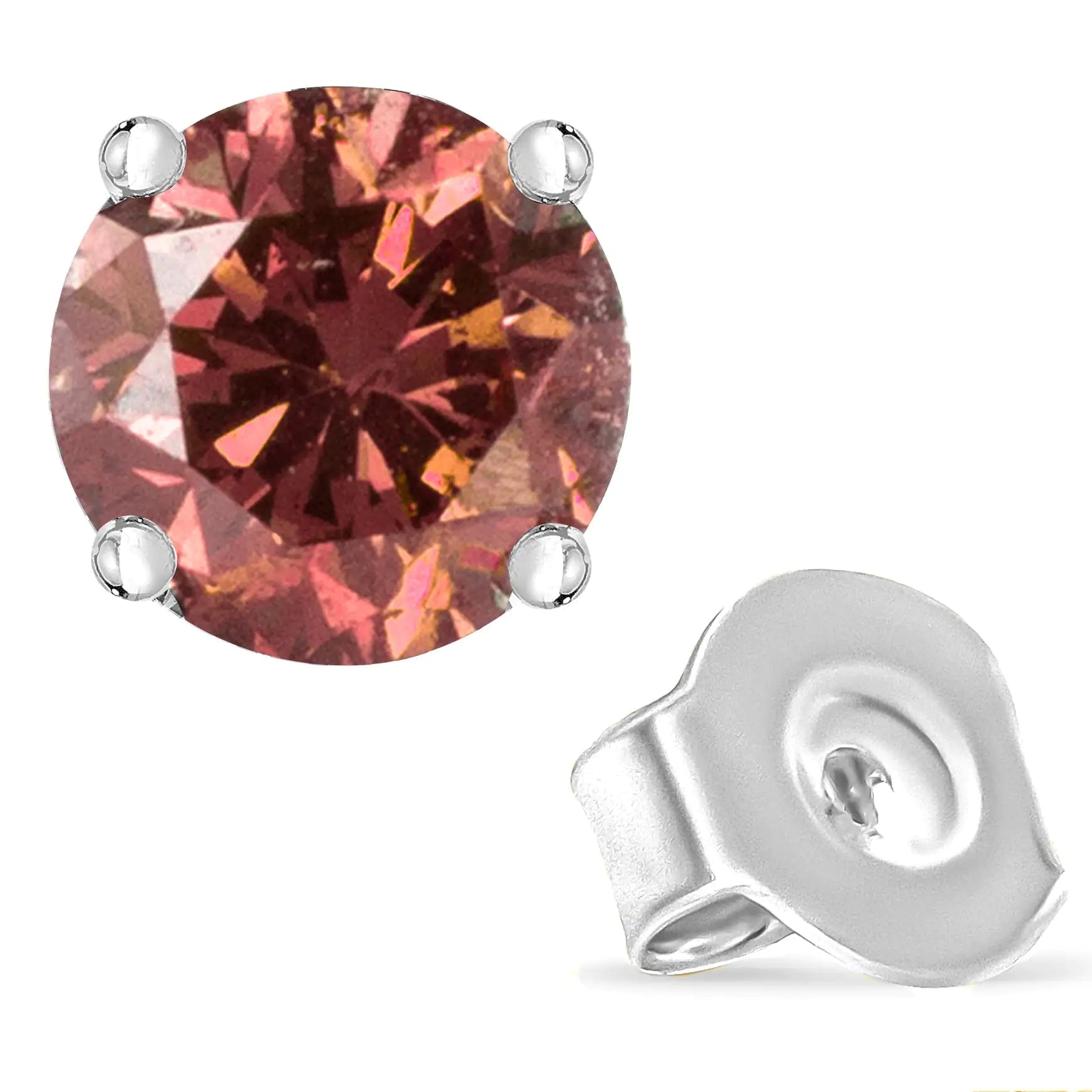 10K White Gold 1/2 Cttw Lab Created Round Brilliant Cut Pink Diamond Classic 4-Prong Solitaire Stud Earrings (Fancy Pink Color, VVS2-VS1 Clarity) WEM Support (www.WEM.support)
