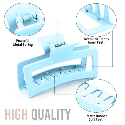 5 Inche Blue Extra Large Claw Clips for Thick Hair and Long Hair, 4 Pack Xl Jumbo Claw clips, Oversized Matte Non-slip Rectangle Hair Clips for Women, Big Strong Hold Jaw Clip My Store