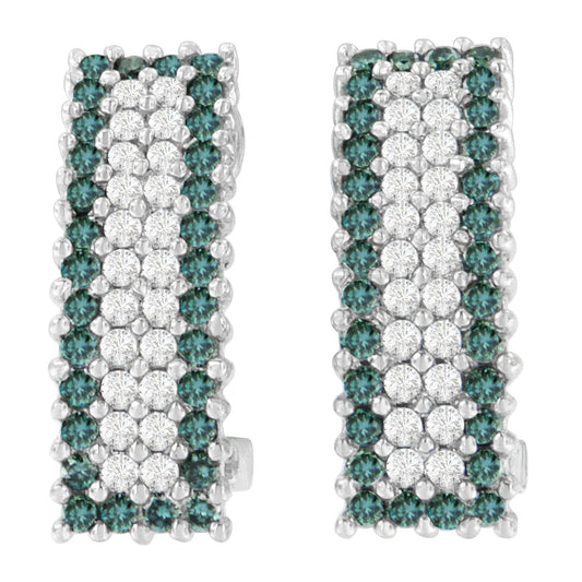 14K White Gold 2 cttw White and Treated Blue Diamond Earrings (H-I, SI1-SI2) WEM Support (www.WEM.support)