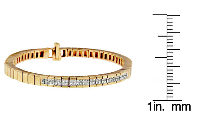 14K Yellow Gold Princess-Cut Diamond Banded Bracelet (1.10 cttw, G-H Color, SI1-SI2 Clarity) WEM Support (www.WEM.support)