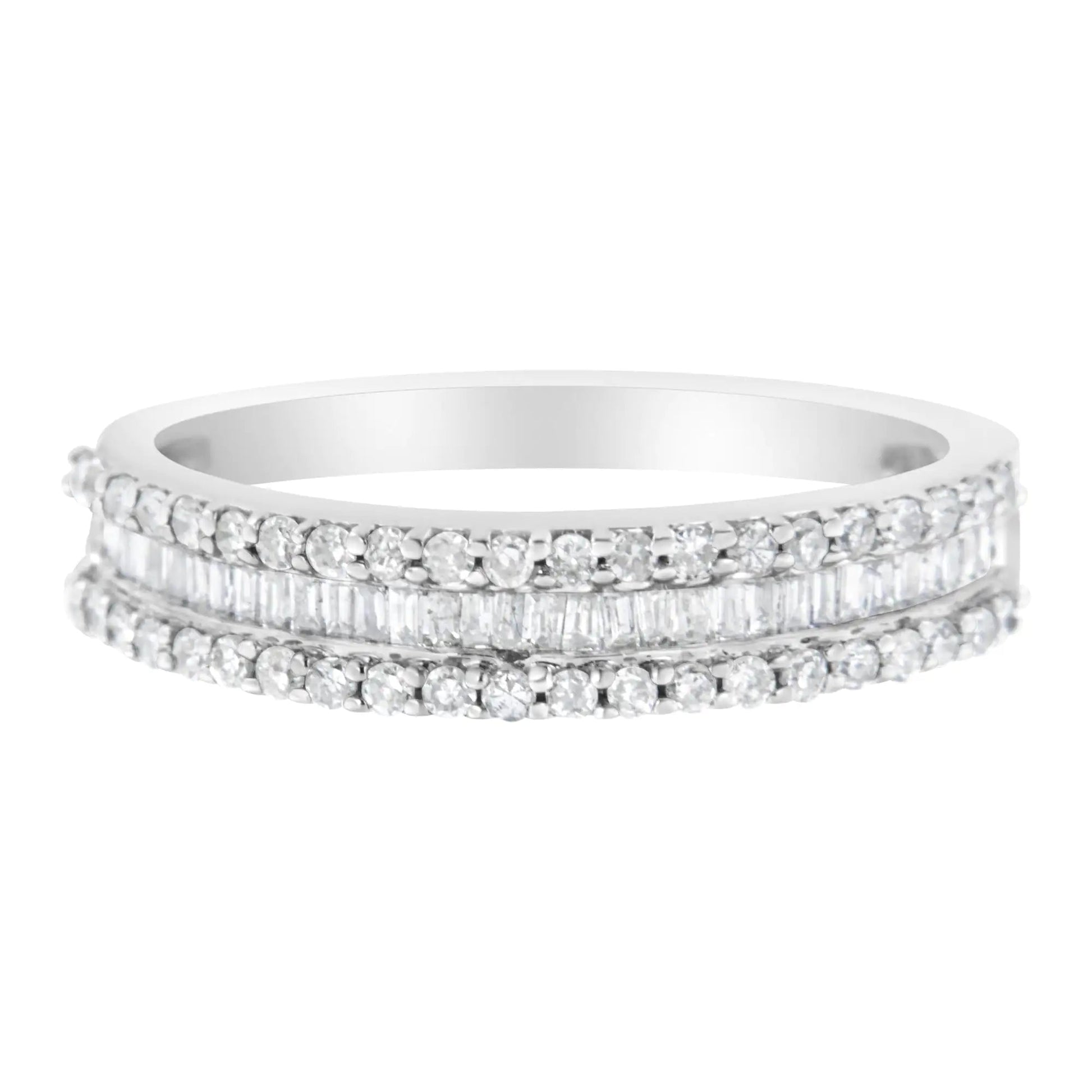 14KT White Gold 1/2 Cttw Diamond Modern Band Ring (H-I Color, SI2-I1 Clarity) WEM Support (www.WEM.support)