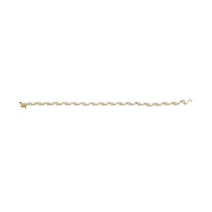 10k Yellow Gold 1.00 Cttw Round-Cut Diamond Floral S-Link 7.50" Bracelet (I-J Color, I2-I3 Clarity) WEM Support (www.WEM.support)