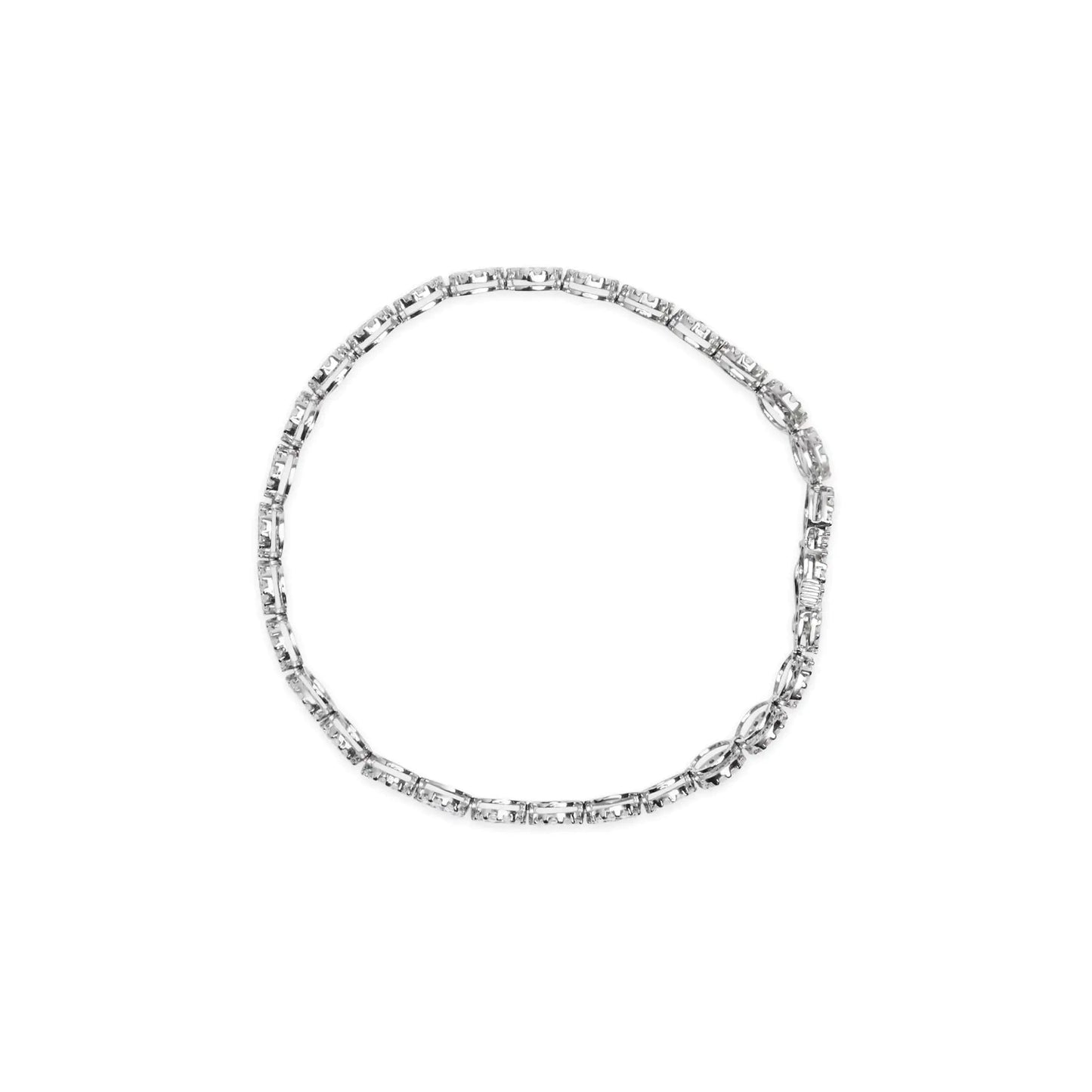14K White Gold 2.00 Cttw Diamond Halo Link Tennis Bracelet (H-I Color, I1-I2 Clarity) - 7" Inches WEM Support (www.WEM.support)