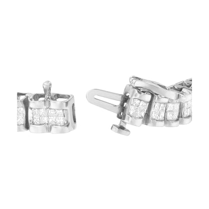 14K White Gold 3.0 Cttw Princess Cut Quad Invisible Set Tennis Bracelet (H-I Color, SI2-I1 Clarity) - 7” WEM Support (www.WEM.support)
