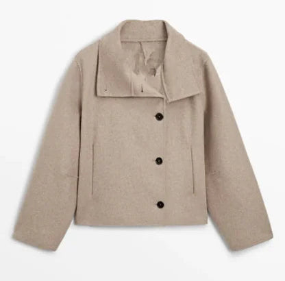 Wool Blend Turtleneck Coat Single Breasted Casual HejK.com