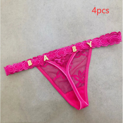 Women's Lace Transparent Rhinestone Letter Shorts WEM Support (www.WEM.support)