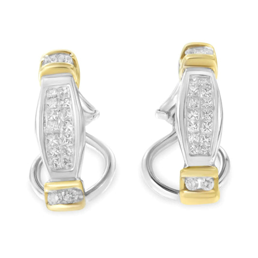 14K Two-Toned Gold Round and Princess Cut Diamond Earrings (0.5 cttw, H-I Color, SI2-I1 Clarity) WEM Support (www.WEM.support)