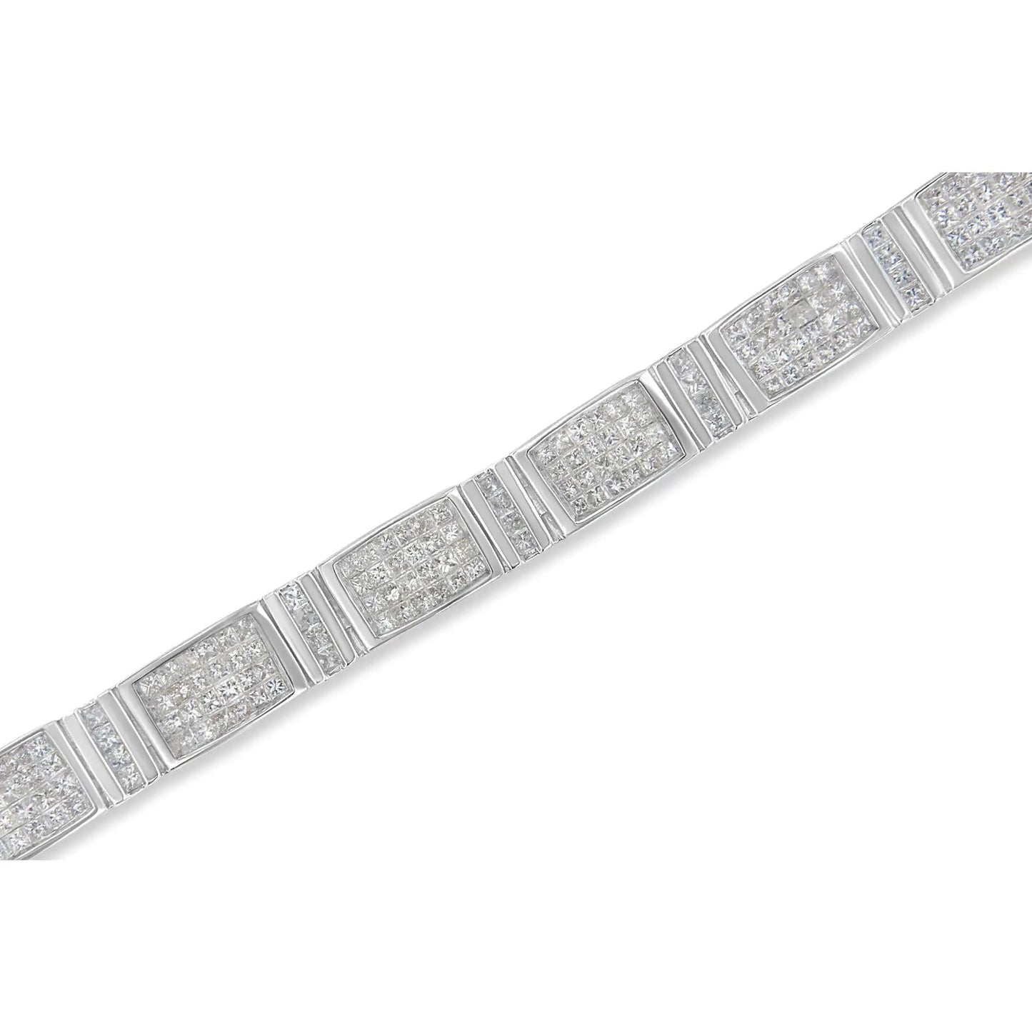 14K White Gold 7.0 Cttw Princess Cut Diamond 7" Alternating Vertical and Horizontal Rectangular Link Tennis Bracelet (H-I Color, SI2-I1 Clarity) WEM Support (www.WEM.support)