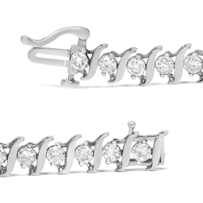 .925 Sterling Silver 4.00 Cttw Round-Cut Diamond "S"-Link Tennis Bracelet (I-J Color, I3 Clarity) - Size 7" WEM Support (www.WEM.support)