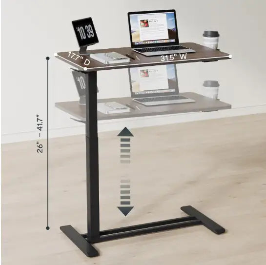 Standing Rolling Desk With Hidden Wheels Side Table Adjustable Height OverBed Table Hospital Desk With Cup Holder WEM Support (www.WEM.support)