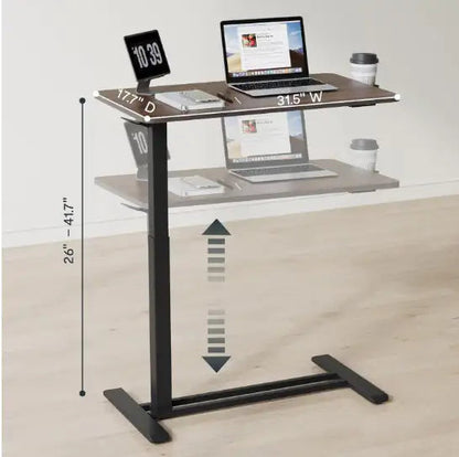 Standing Rolling Desk With Hidden Wheels Side Table Adjustable Height OverBed Table Hospital Desk With Cup Holder WEM Support (www.WEM.support)