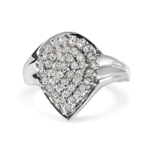 10K White Gold 1/2 Cttw Diamond Pear Shaped Cluster Ring (H-I Color, I1-I2 Clarity) WEM Support (www.WEM.support)