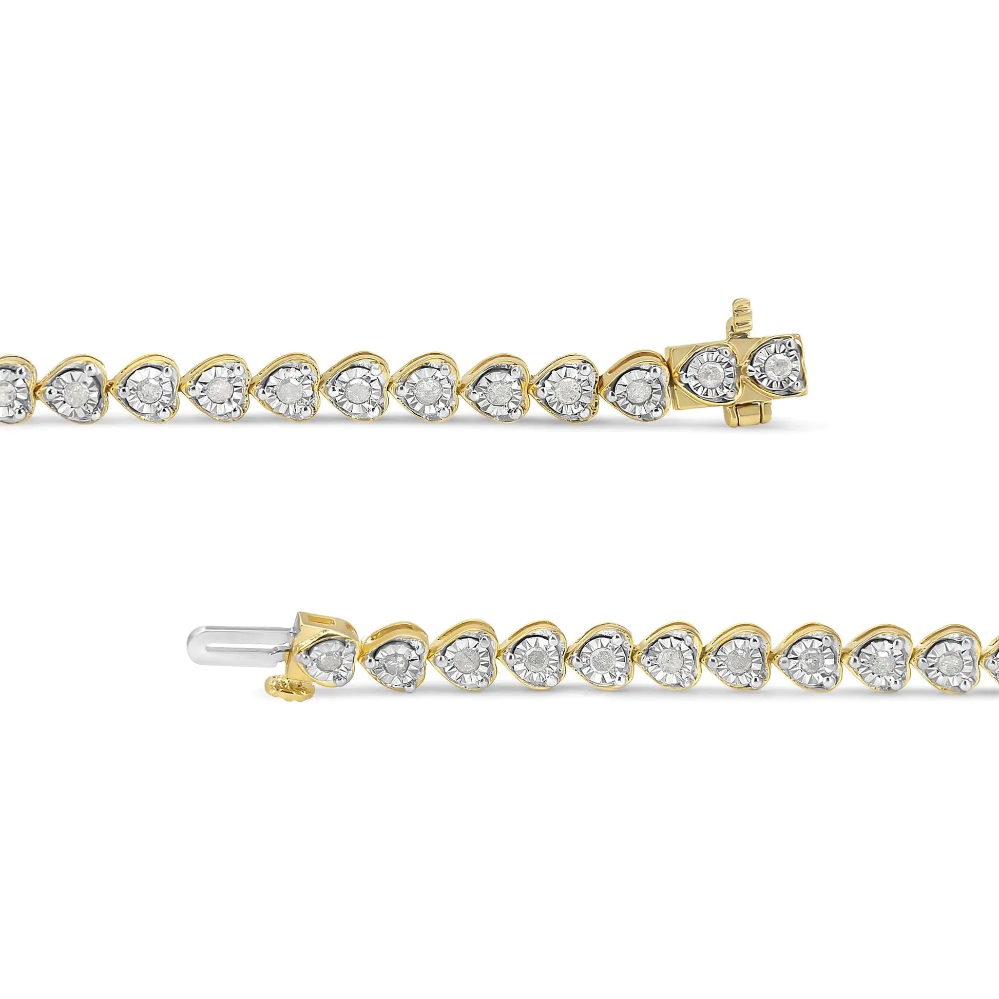 .925 Sterling Silver 1.0 Cttw Miracle Set Diamond Heart-Link 7" Tennis Bracelet (I-J Color, I2-I3 Clarity) WEM Support (www.WEM.support)