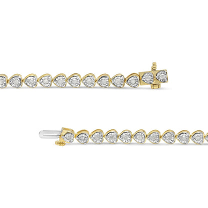 .925 Sterling Silver 1.0 Cttw Miracle Set Diamond Heart-Link 7" Tennis Bracelet (I-J Color, I2-I3 Clarity) WEM Support (www.WEM.support)