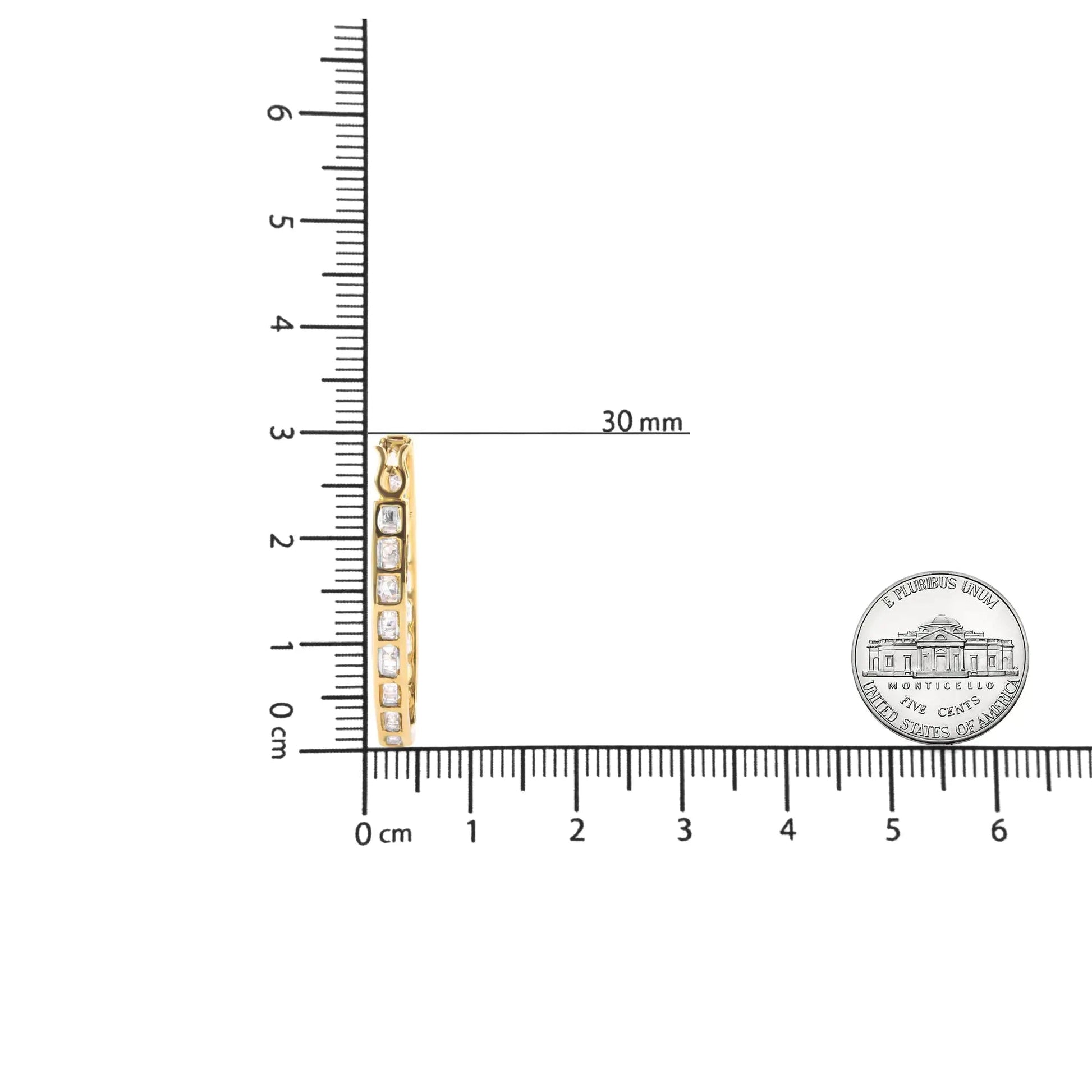 10K Yellow Gold 1.00 Cttw Round and Baguette-Cut Diamond U-Hoop Earrings (H-I Color, SI2-I1 Clarity) WEM Support (www.WEM.support)