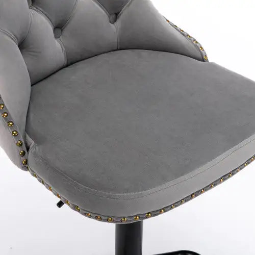 Swivel Velvet Barstools Adjusatble Seat Height From 25-33 Inch Gray Set Of 2 WEM Support (www.WEM.support)