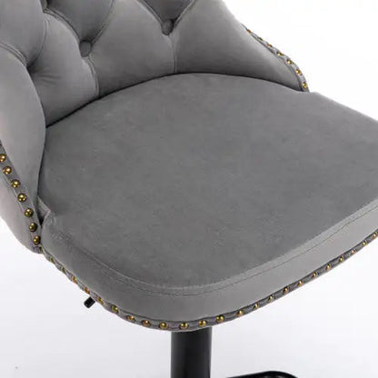Swivel Velvet Barstools Adjusatble Seat Height From 25-33 Inch Gray Set Of 2 WEM Support (www.WEM.support)