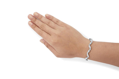 14K White Gold 2.00 Cttw Baguette-Cut Spiral Link 7" Bracelet (G-H Color, SI1-SI2 Clarity) WEM Support (www.WEM.support)