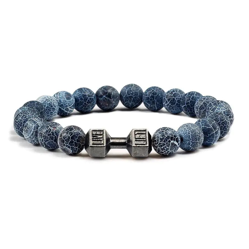 Turquoise Energy Gun Black Electroplated Alloy Barbell Bracelet WEM Support (www.WEM.support)