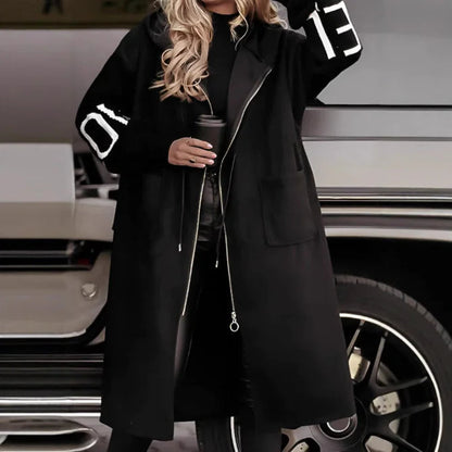 Windbreaker Long Jacket With Pockets For Women WEM Support (www.WEM.support)