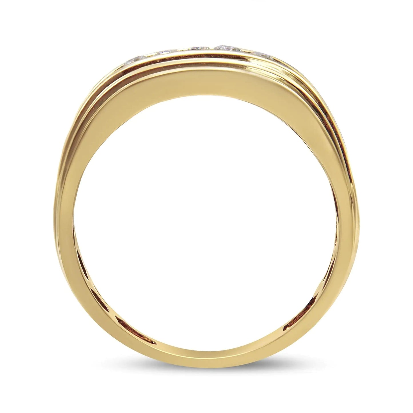 10K Yellow Gold 1/4 Cttw Round-Cut Diamond 5-Stone Men's Band Ring (H-I Color, I1-I2 Clarity) WEM Support (www.WEM.support)